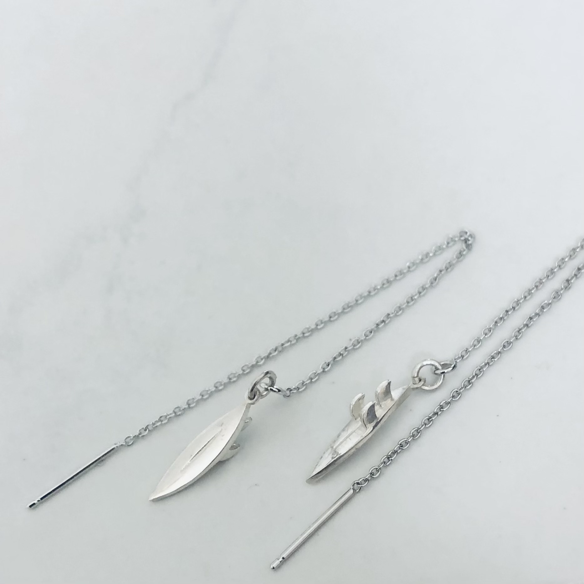 boucle oreille planche surf argent artisanal
