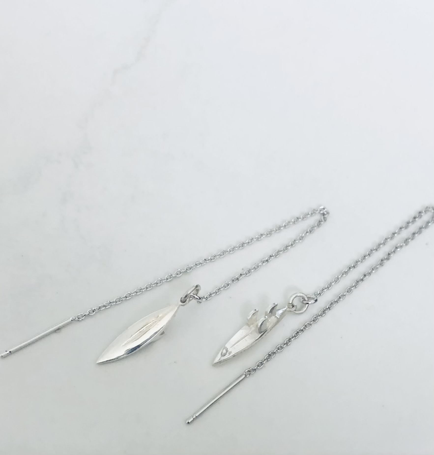 boucle oreille planche surf argent artisanal