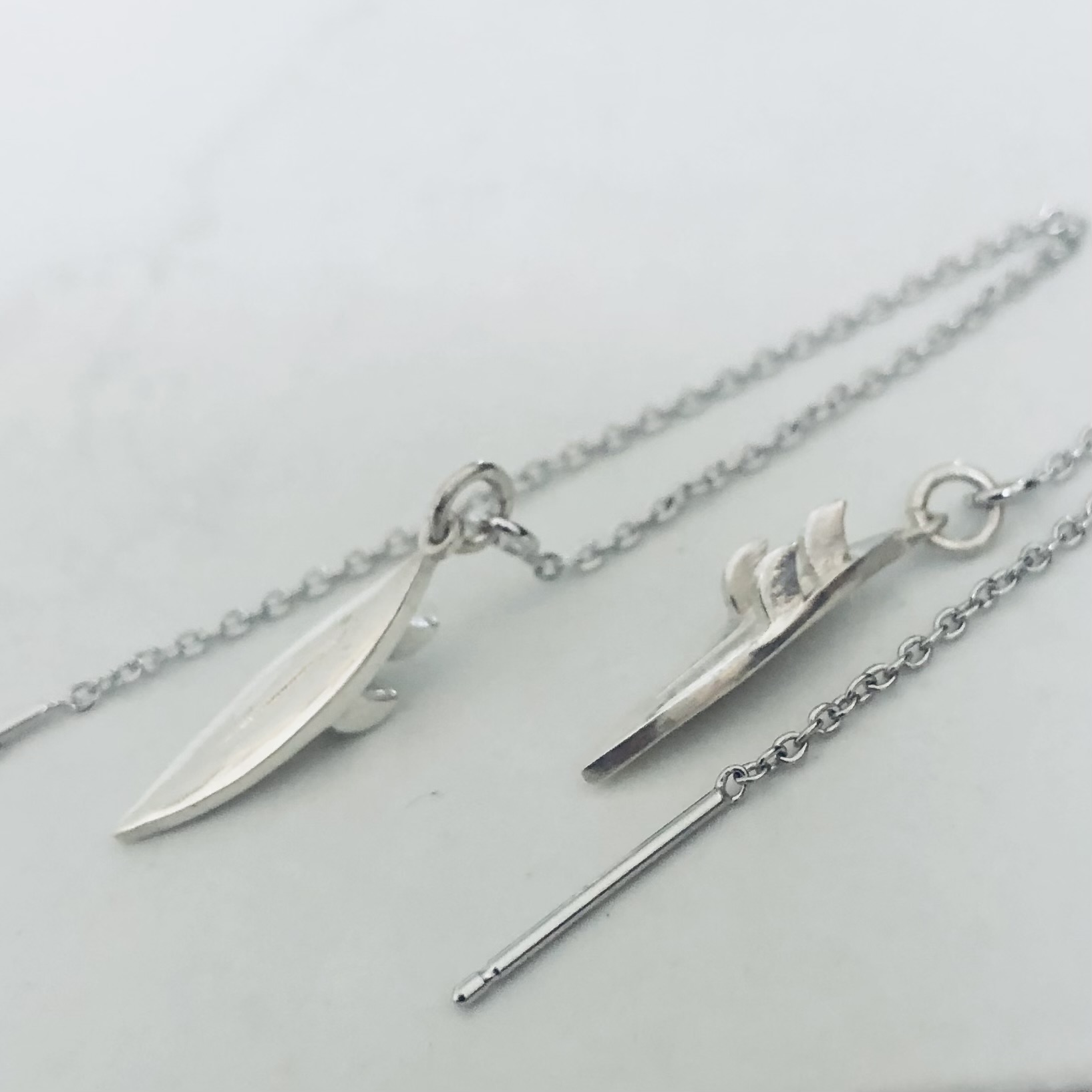 boucle oreille planche surf argent artisanal