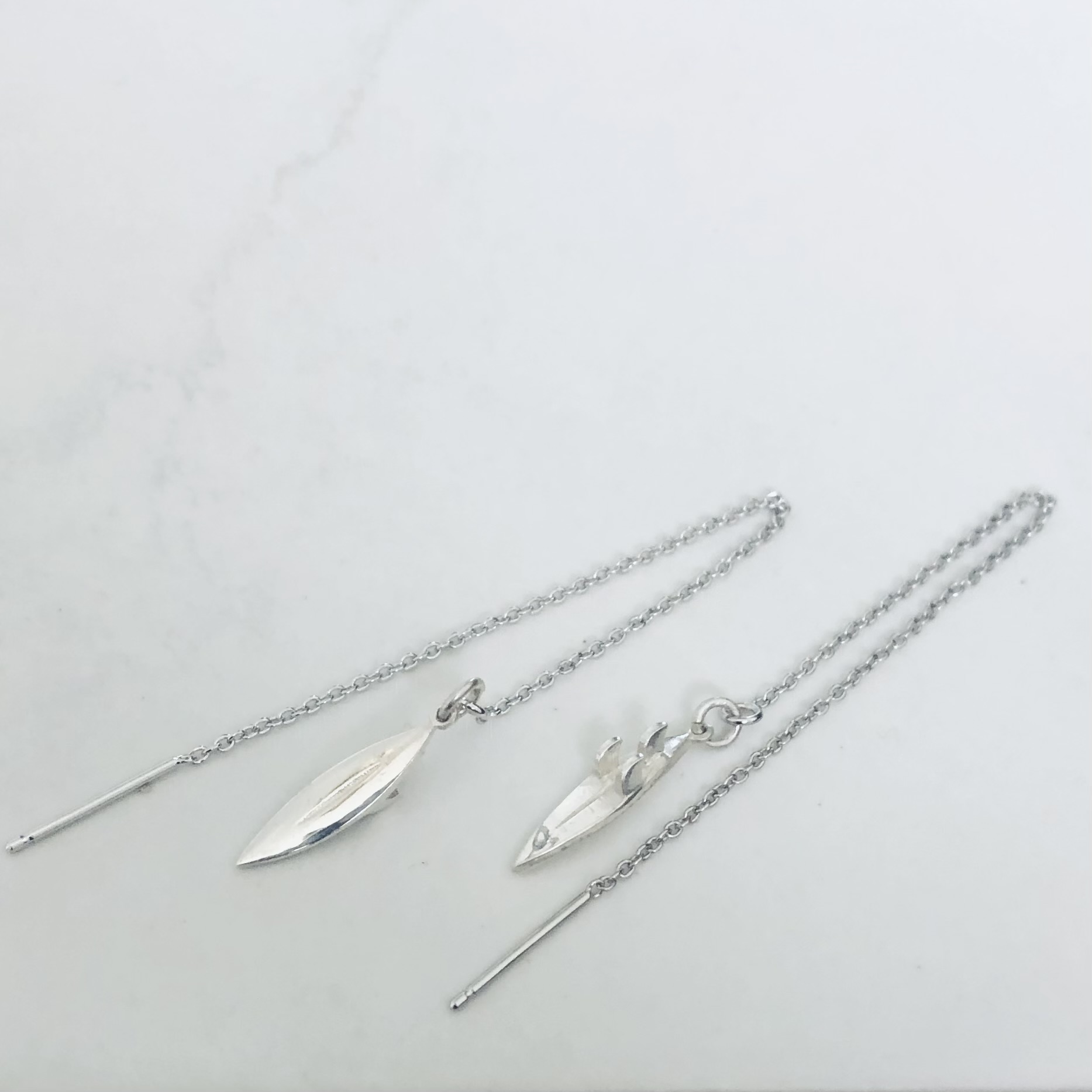 boucle oreille planche surf argent artisanal