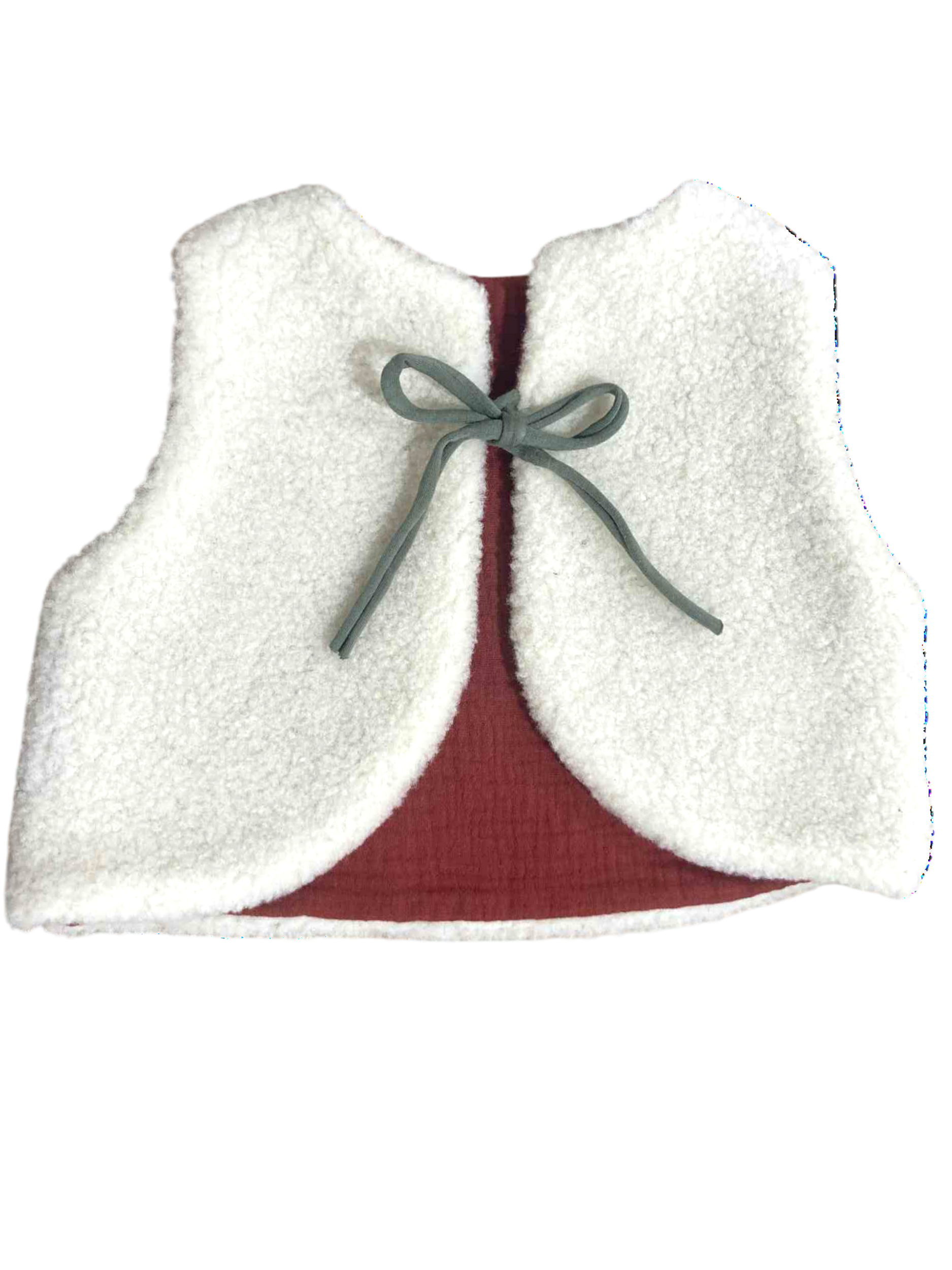 gilet laine mouton artisanal bébé ecru rouille