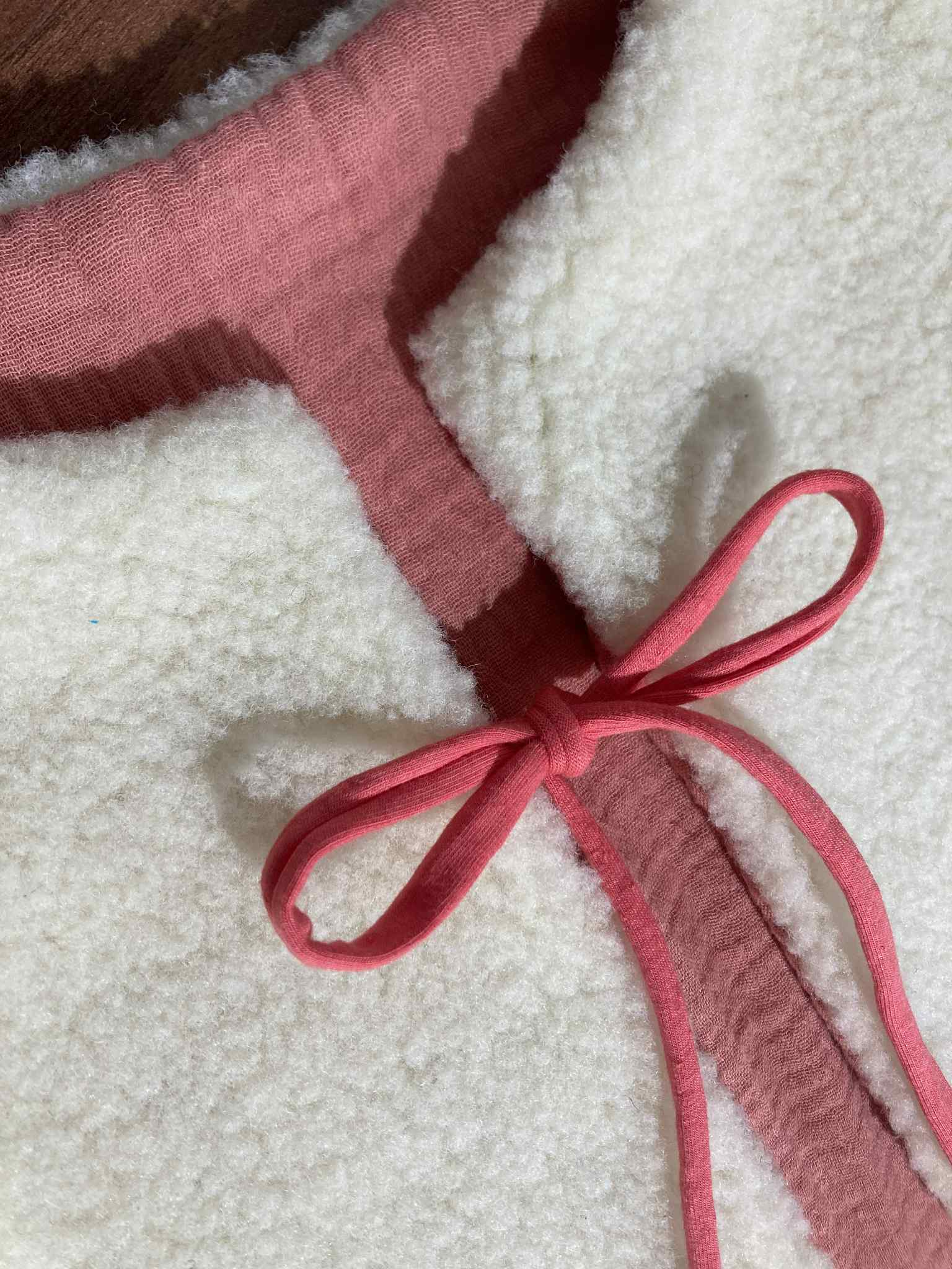 gilet mouton ecru marsala gaze coton artisanal
