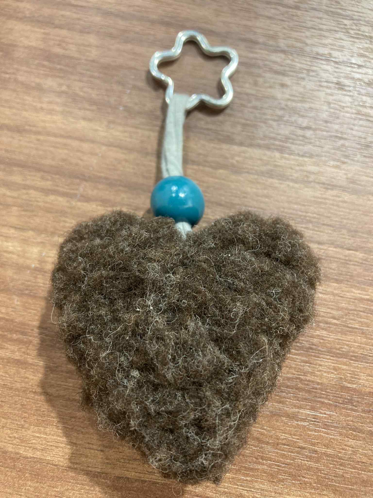 porte cle mouton marron coeur gris turquoise