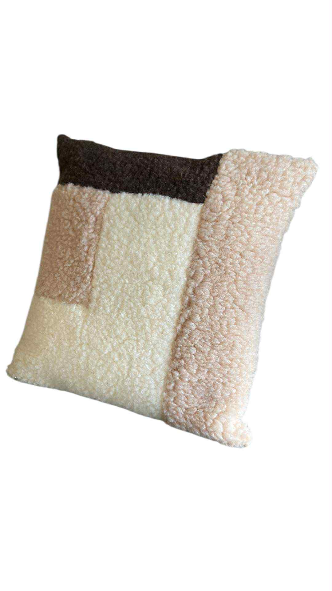 coussin laine et lin beige
