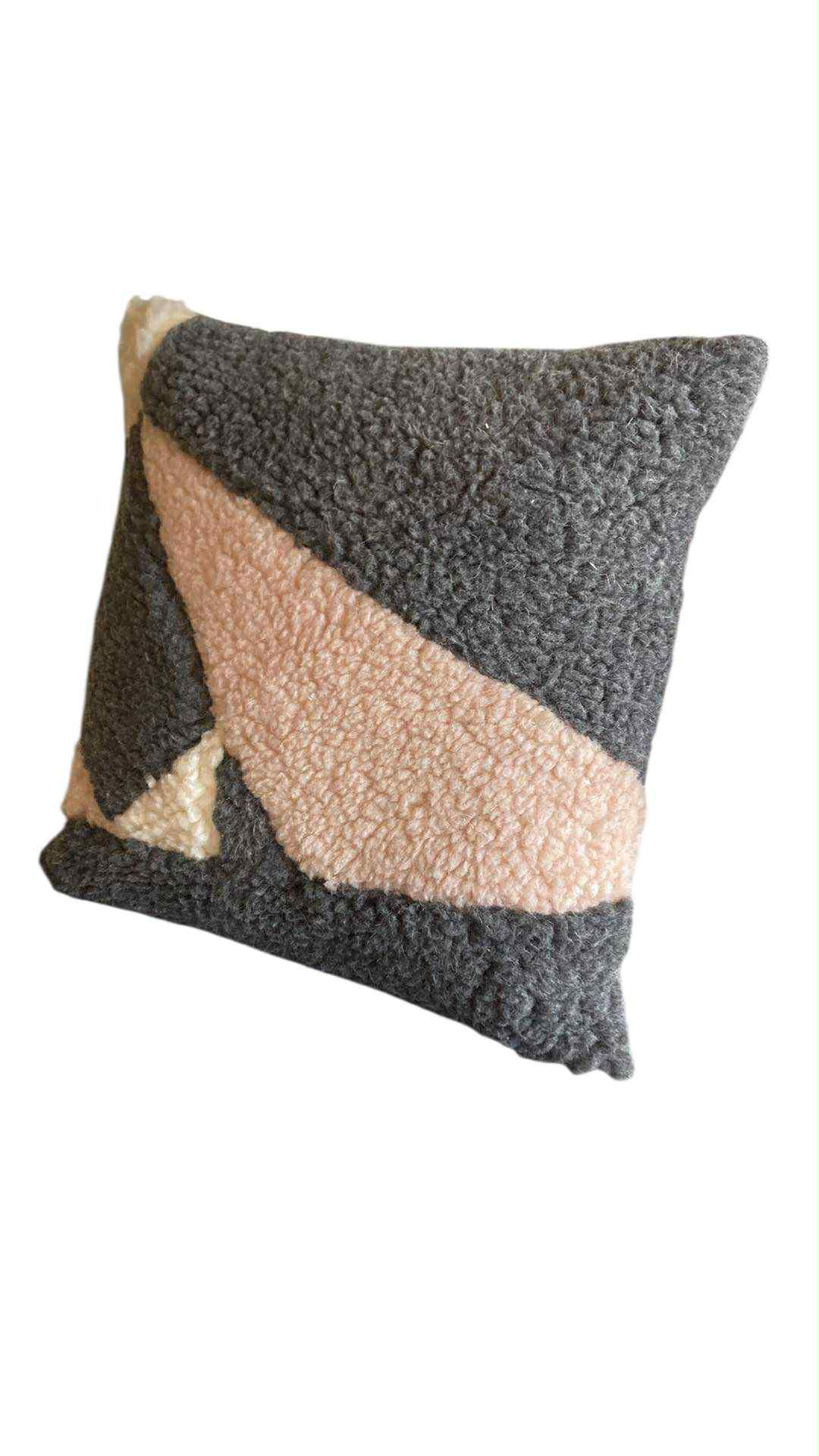 coussin lin laine gris
