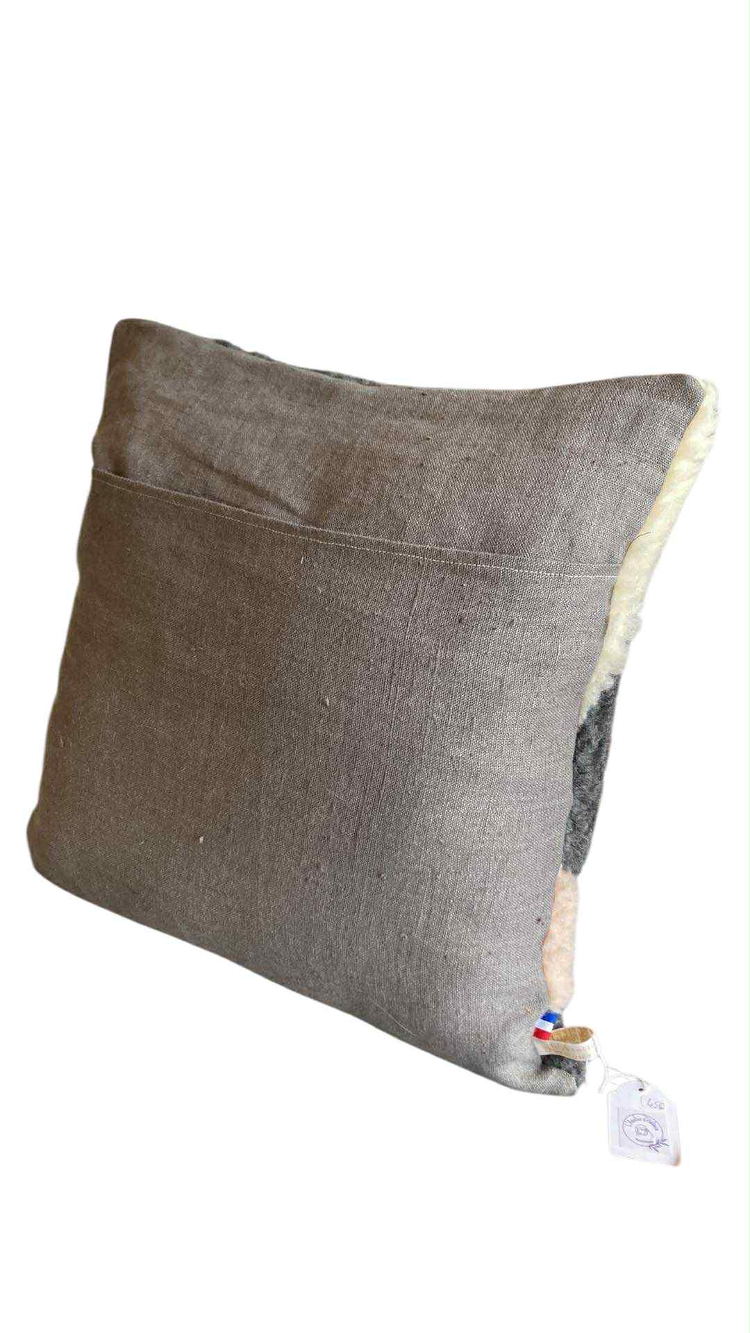 coussin lin laine gris