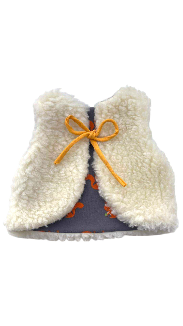 gilet laine ecru ecureuil taupe
