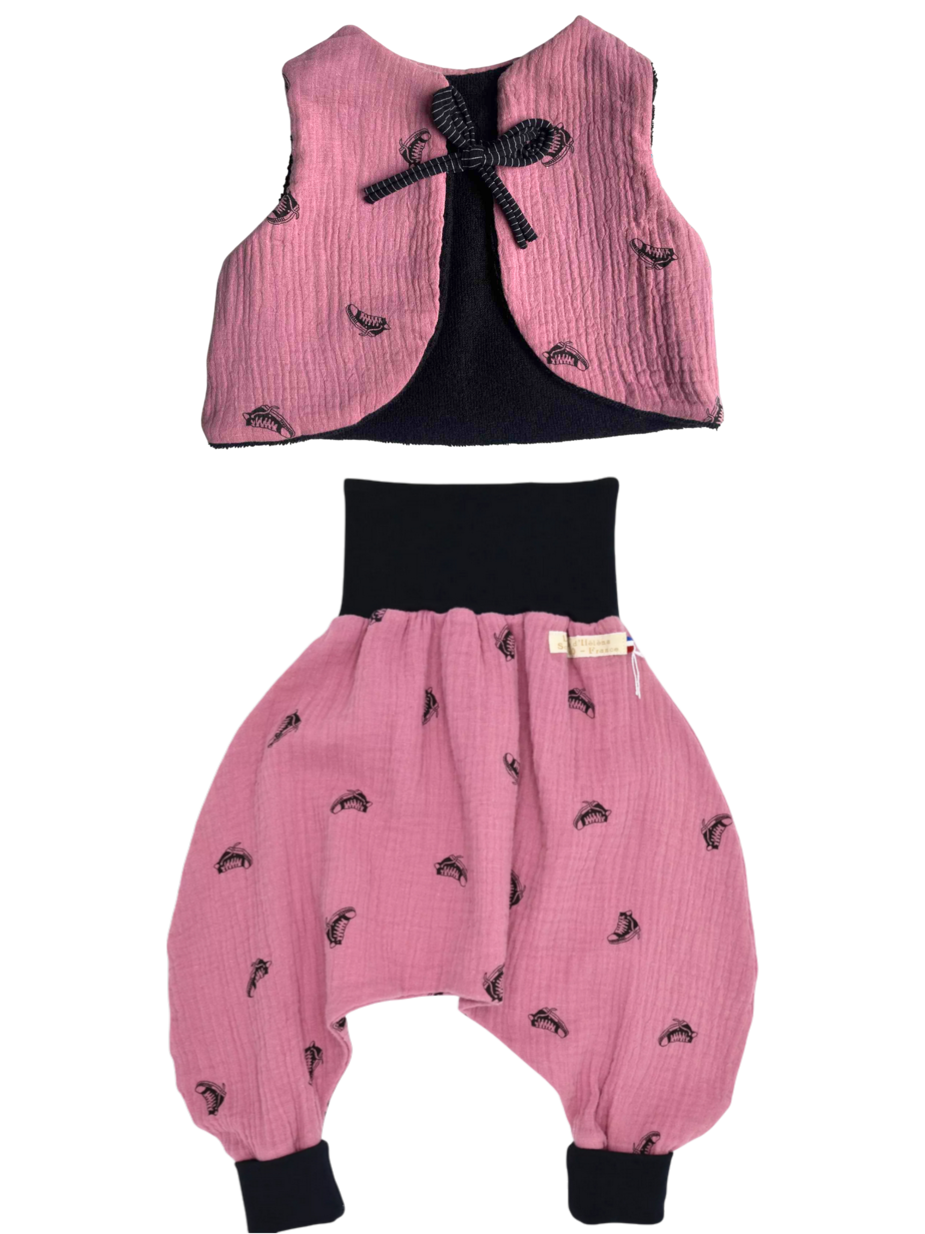 gilet eponge noire gaze rose (3)