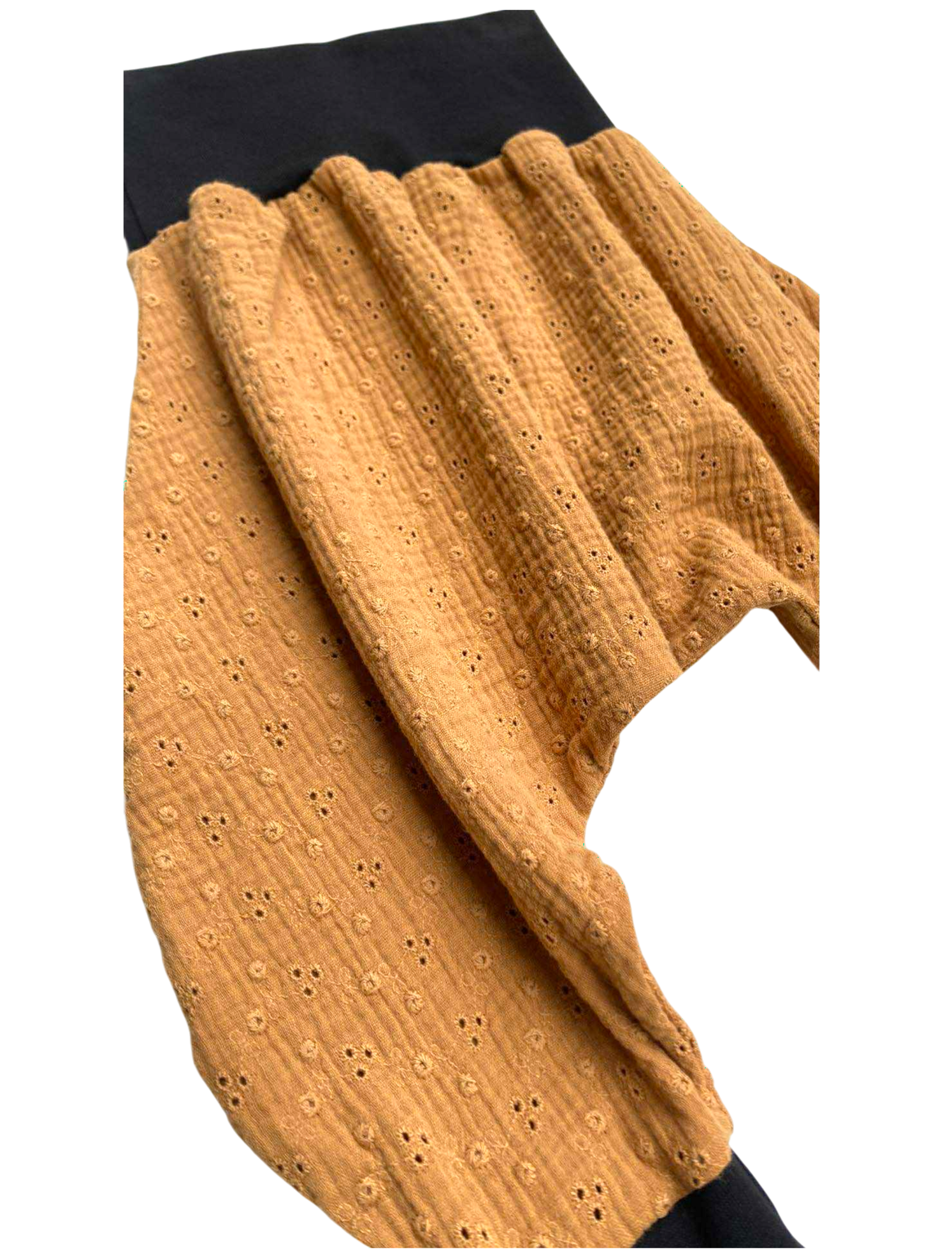 sarouel jersey gaze brodée camel noir(1)