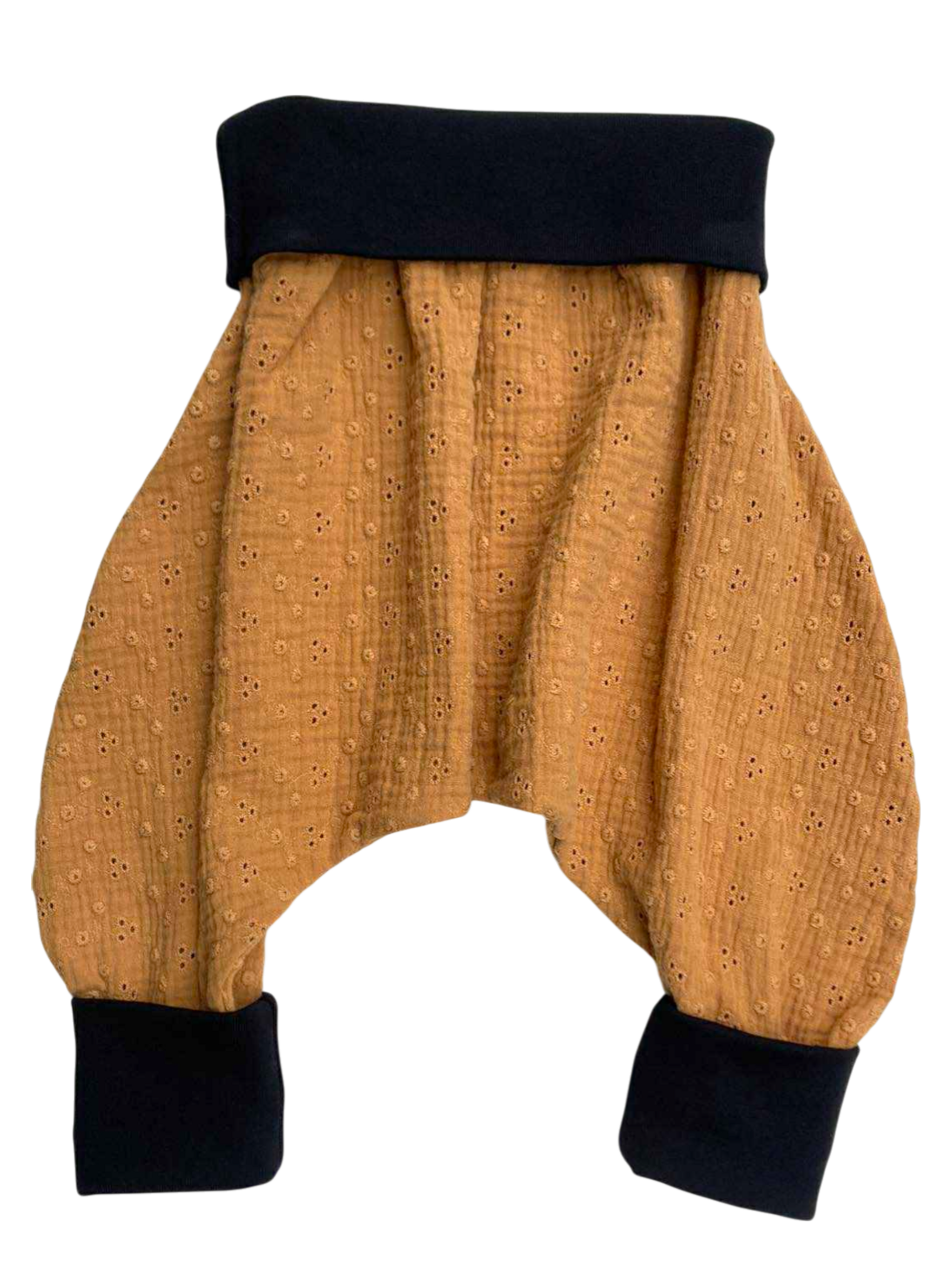 sarouel jersey gaze brodée camel noir