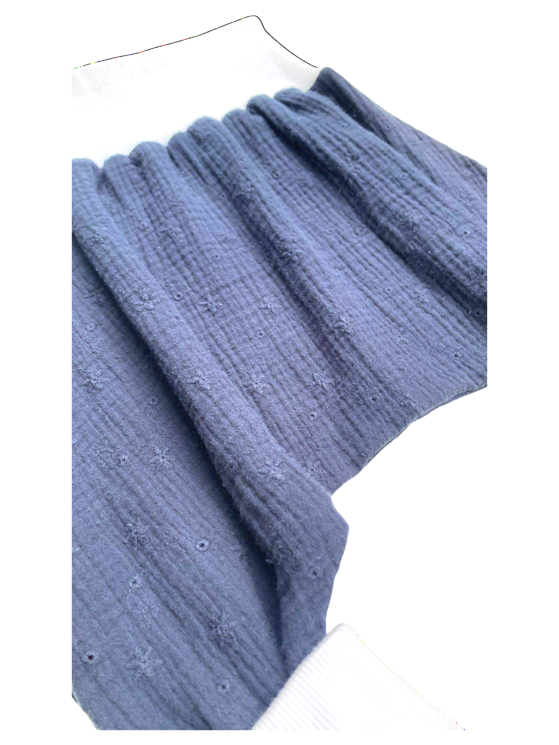 sarouel jersey gaze brodée bleu marine blanc