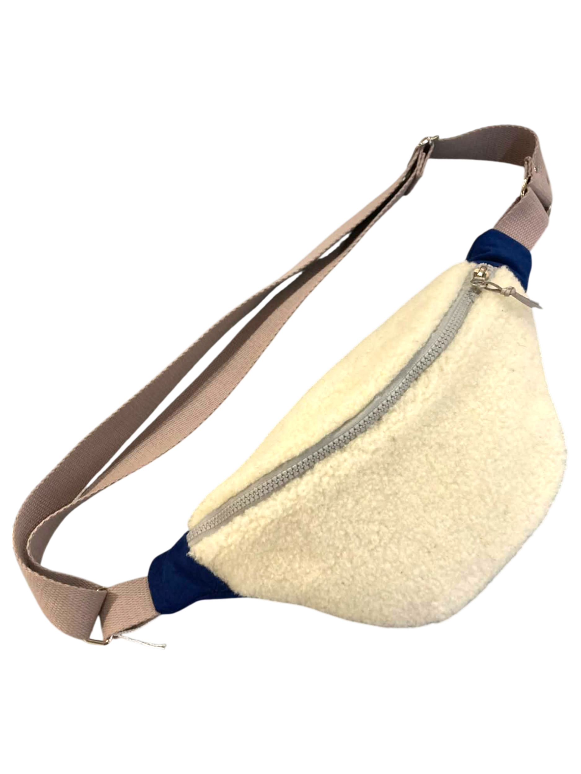 sac banane artisanal laine mouton bleu ecru velourspyrénées  (2)