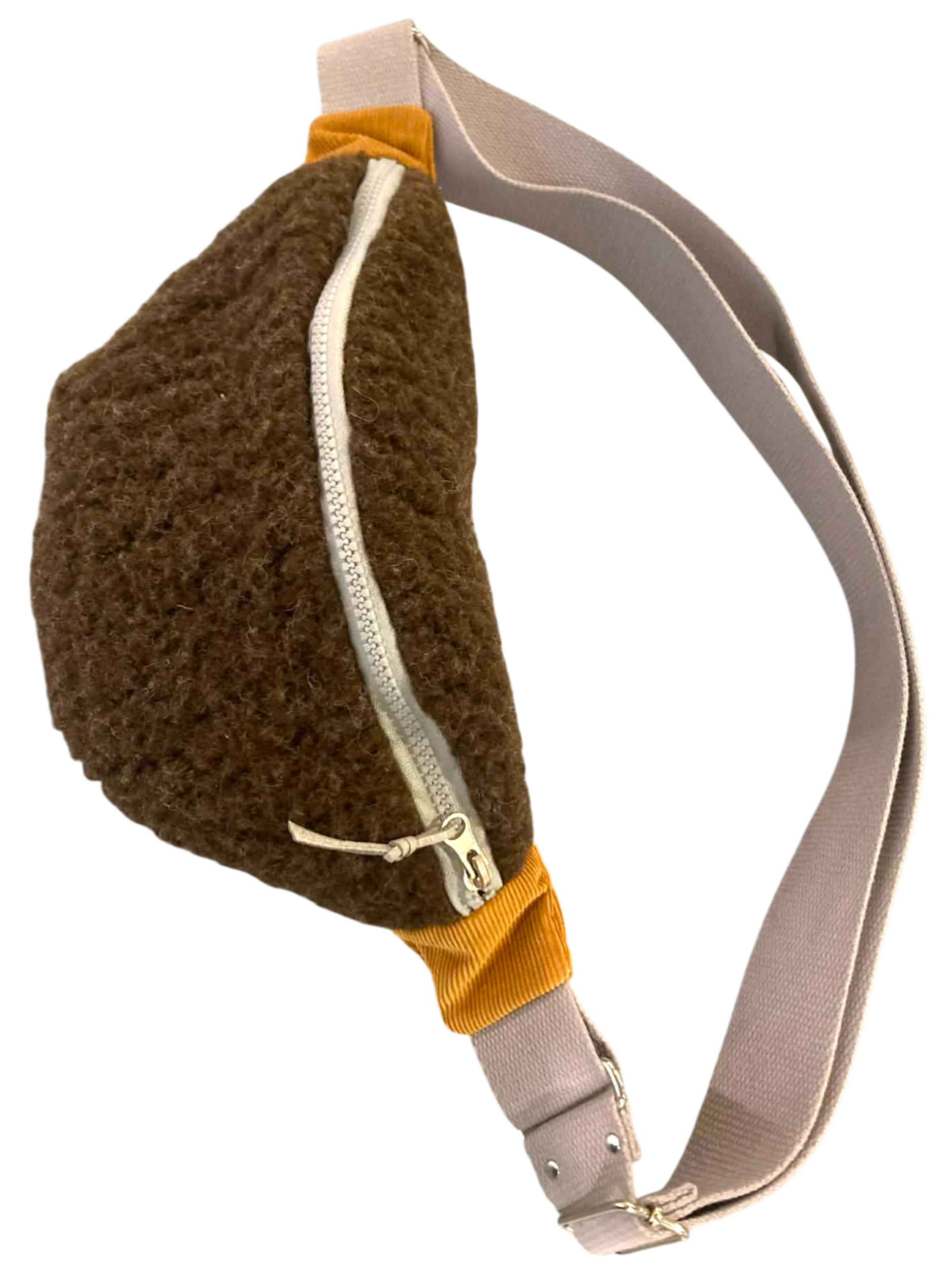 sac banane artisanal laine mouton marron velours (1)