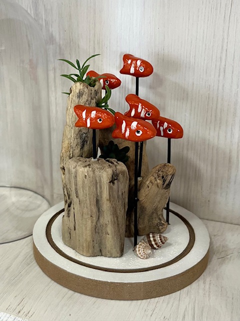 cloche deco poissons artisanal bois