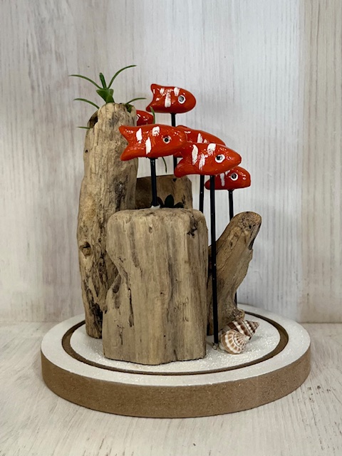 cloche deco poissons artisanal bois