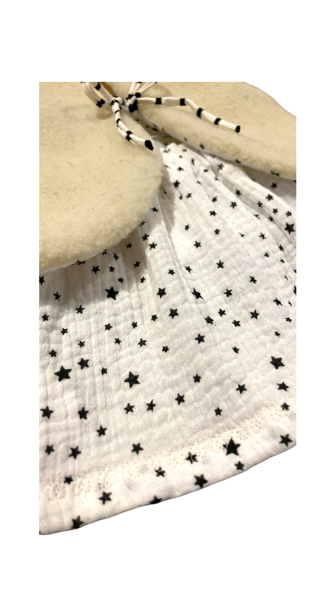 gilet laine pyrenees blanc etoiles noir gaze coton