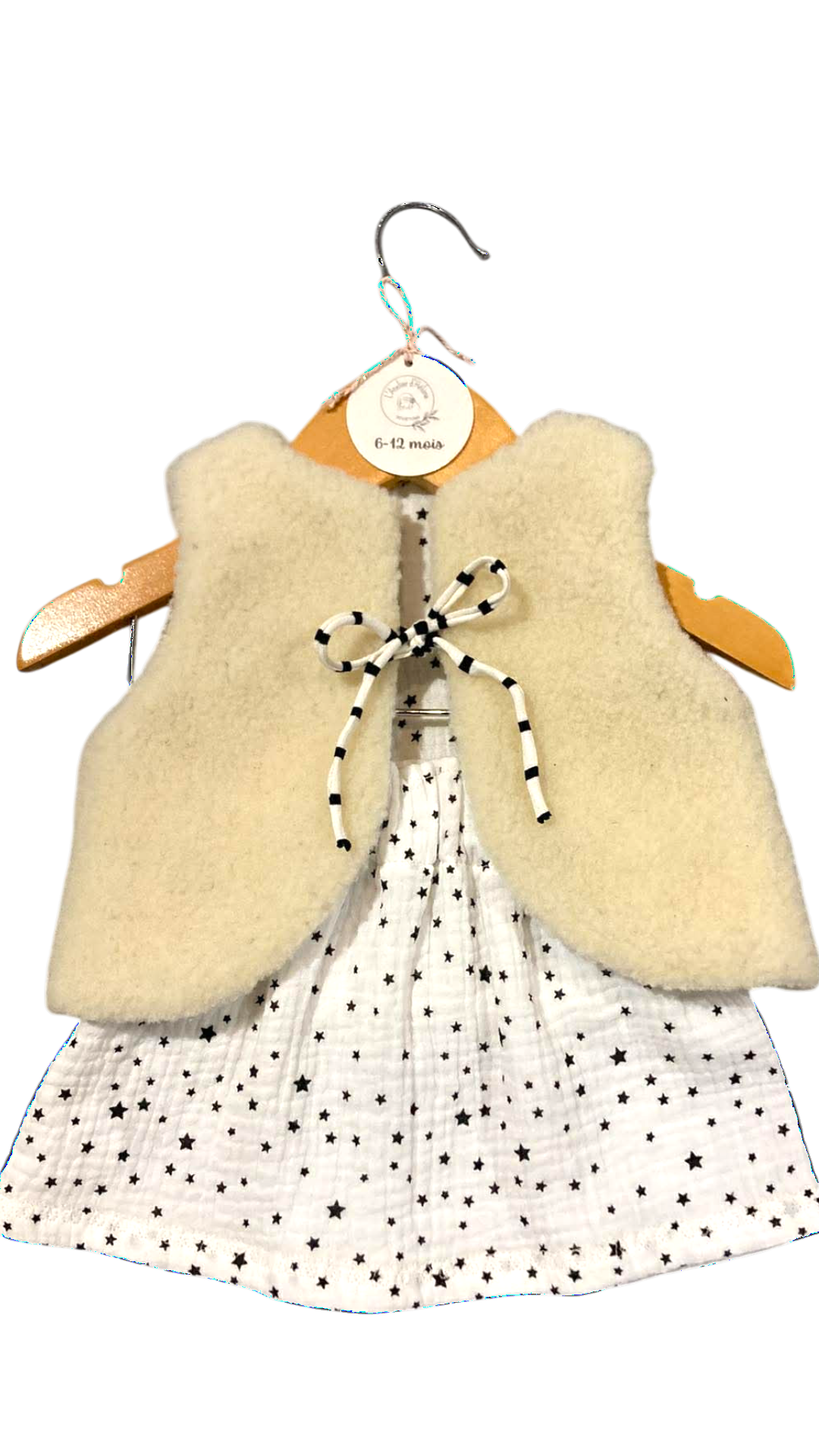 gilet laine pyrenees blanc etoiles noir gaze coton jupe enfant