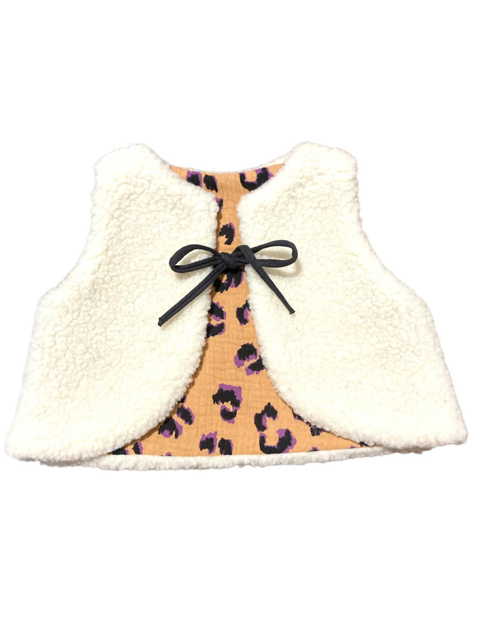 gilet berger laine france léopard caramel artisanal