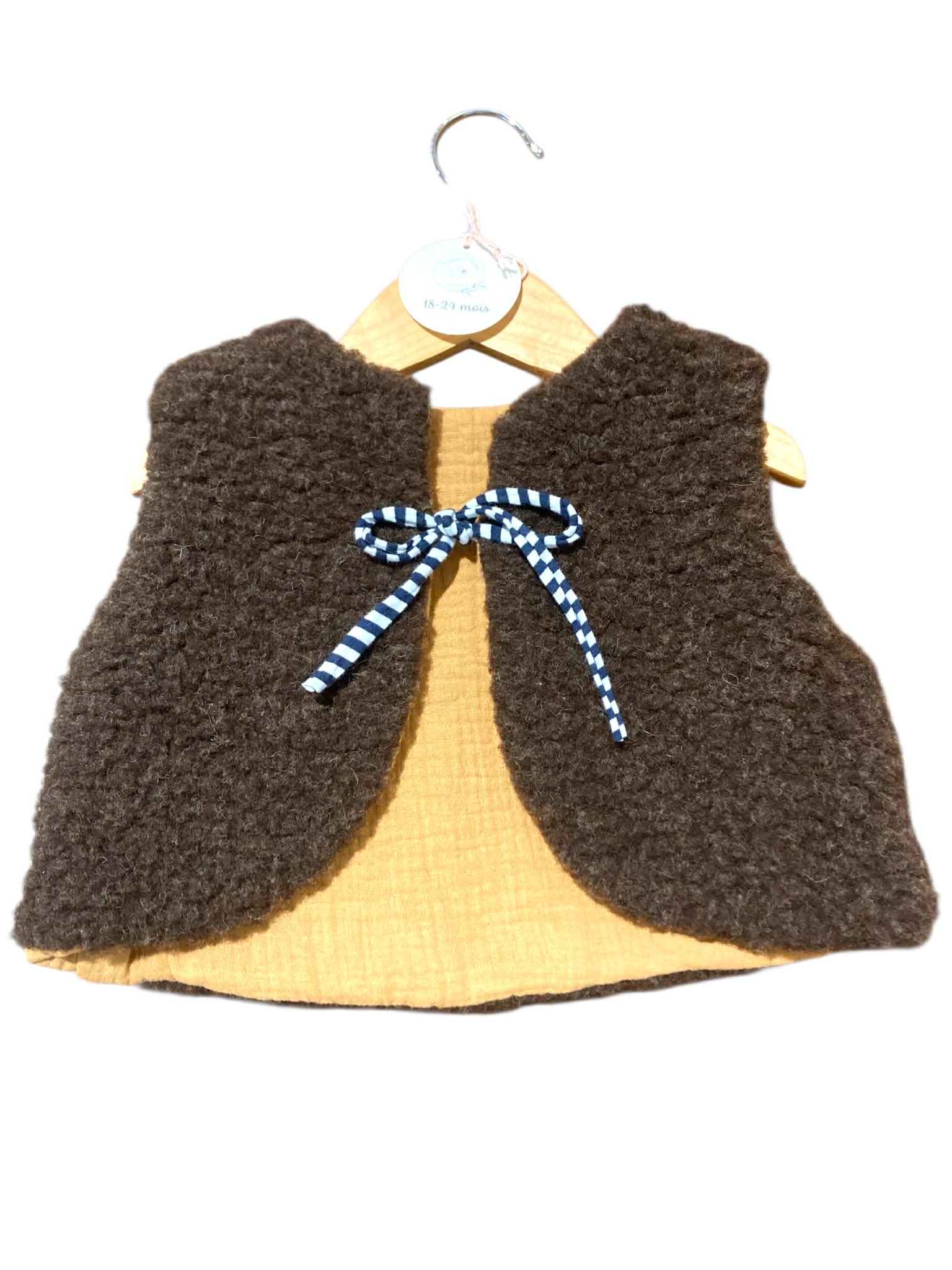 gilet laine pyrenees marron bebe