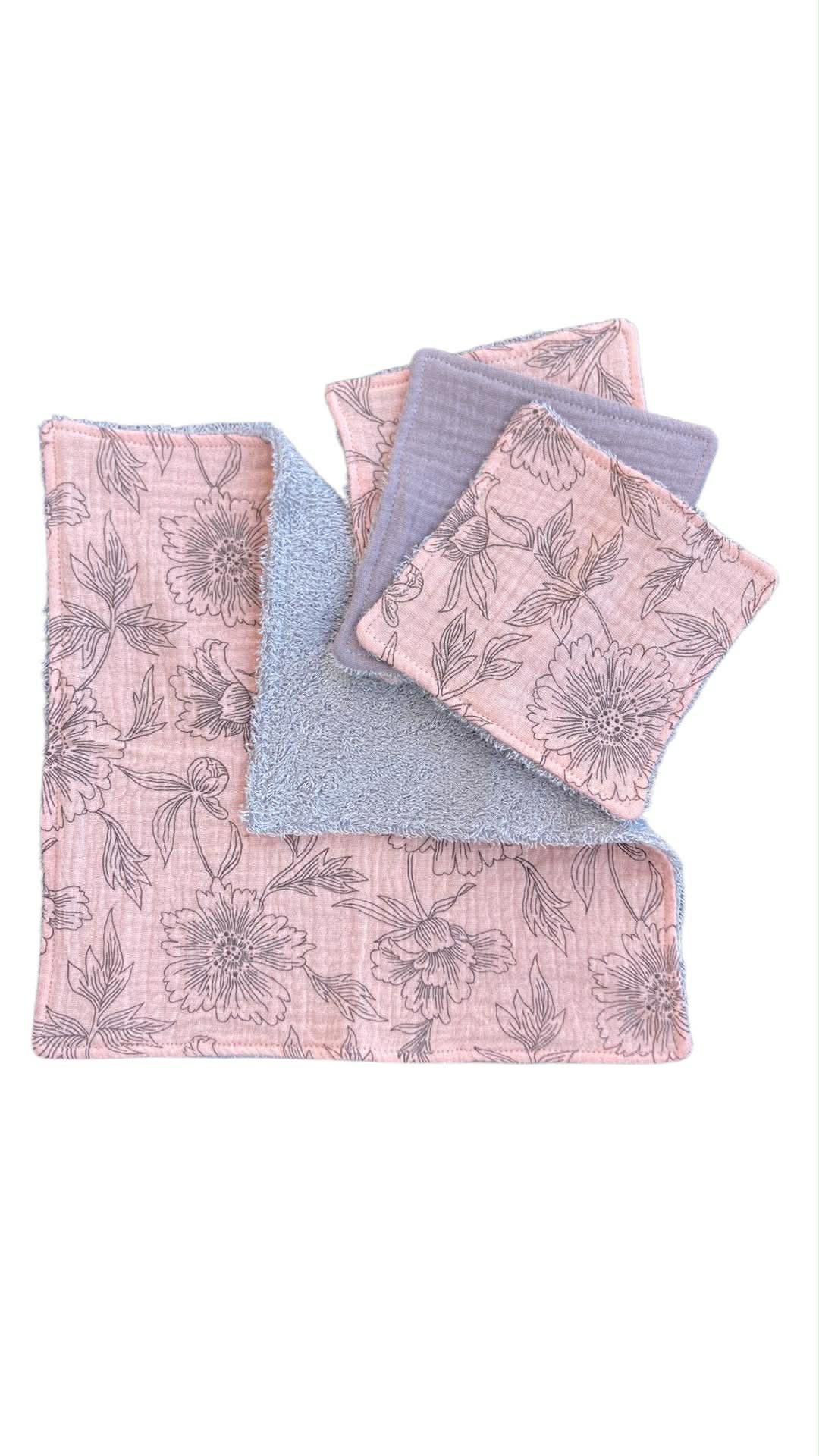 routine visage lingettes bambou serviette rose