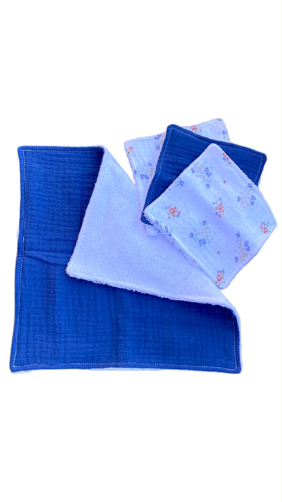routine visage bambou coton artisanal bleu blanc fleur