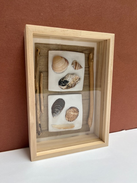 cadre bois coquillages landes plage océan artisanal