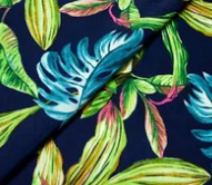 viscose feuillage tropical bleu marine
