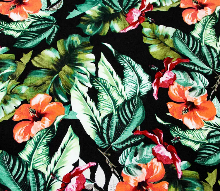 viscose feuillage tropical noir