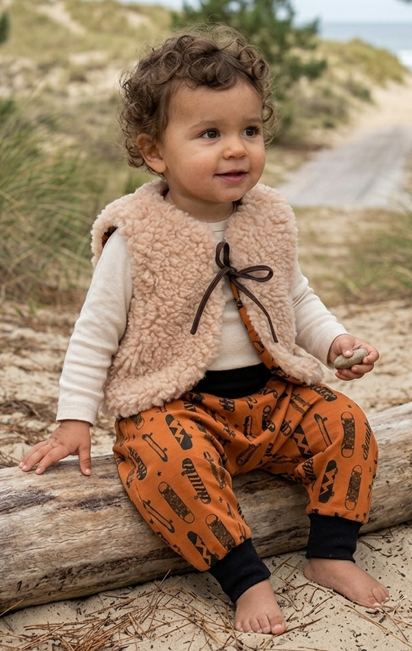 ensemble gilet sarouel skate orange
