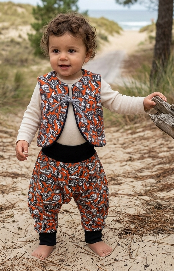 ensemble gilet sarouel graff orange