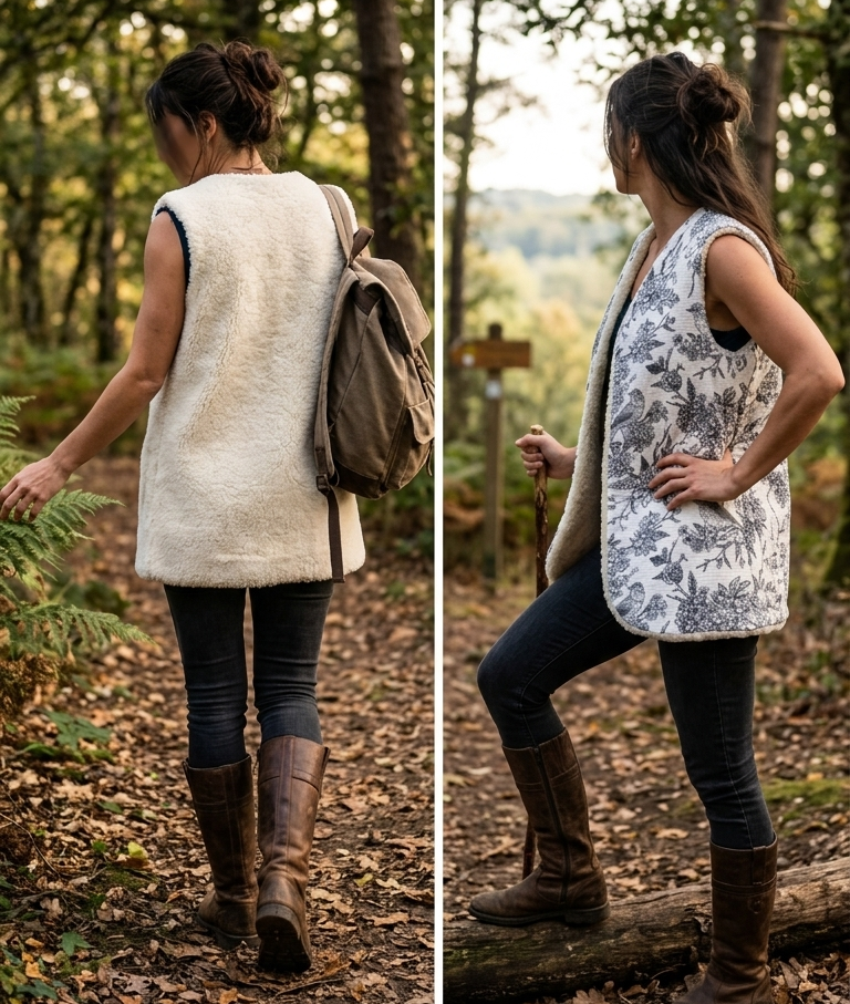 gilet long oiseaux ecru