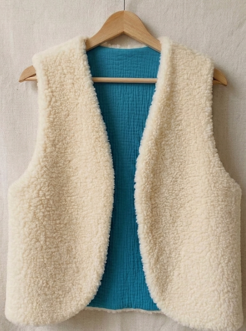 gilet laine ecru dg emeraude