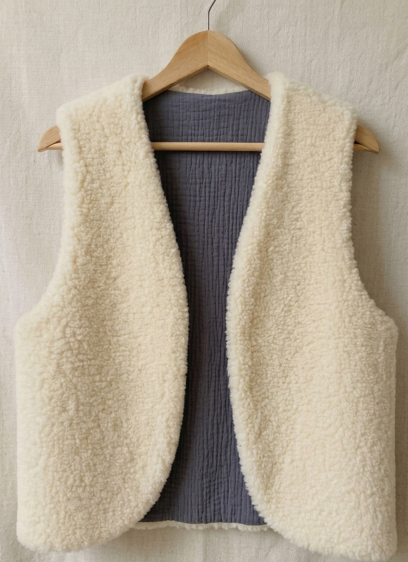 gilet laine ecru dg gris foncé
