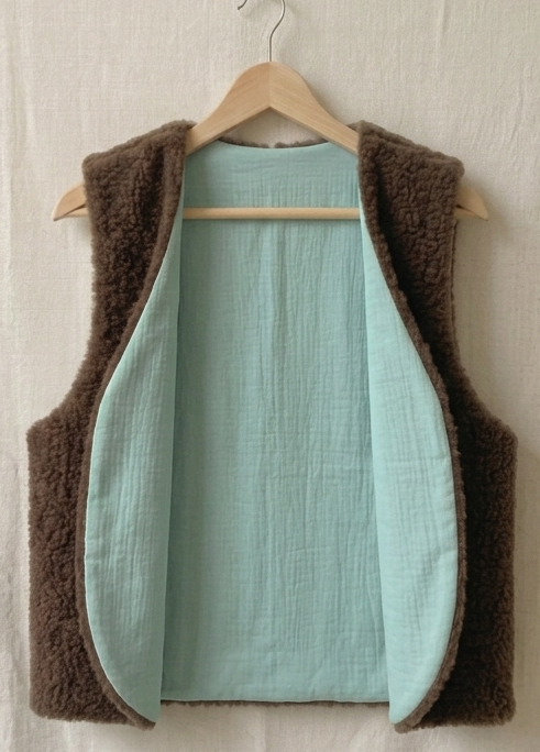 gilet laine marron dg vert eau