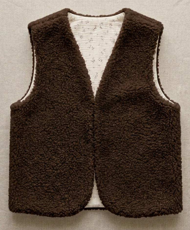 gilet laine marron dg fleuri beige