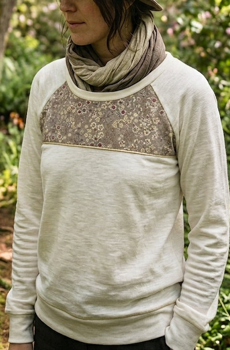 sweat fleuri beige bambou