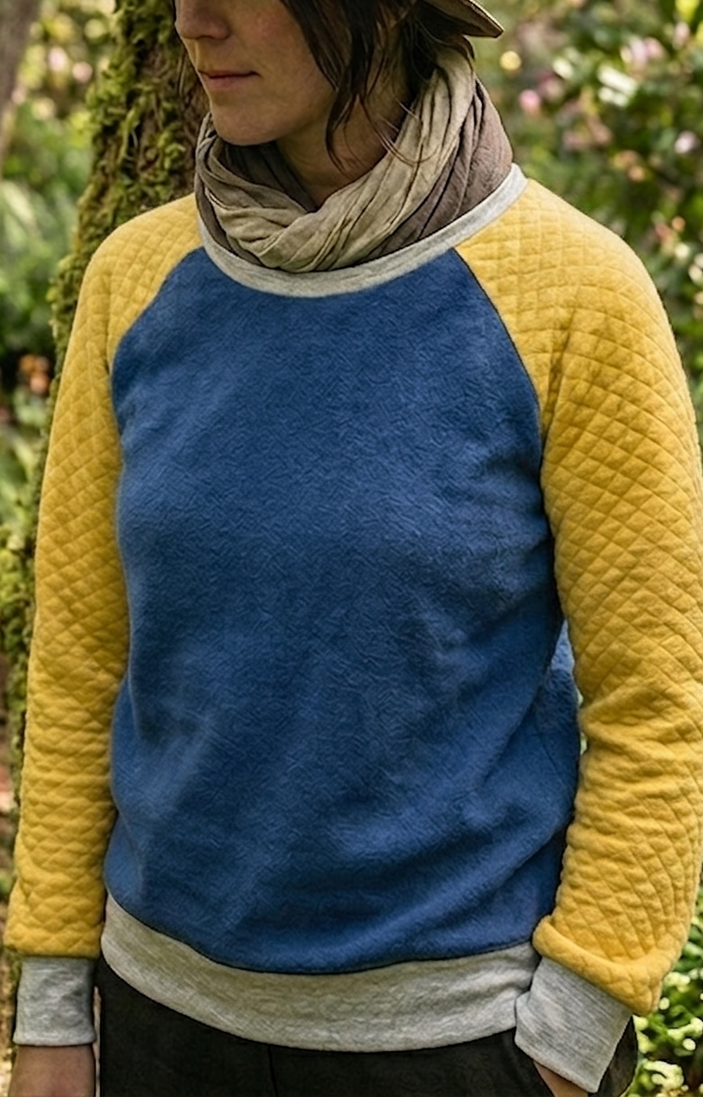 sweat jaune bleu