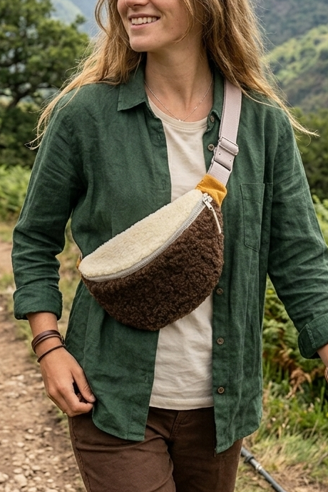 sac banane laine pyrenees beige marron