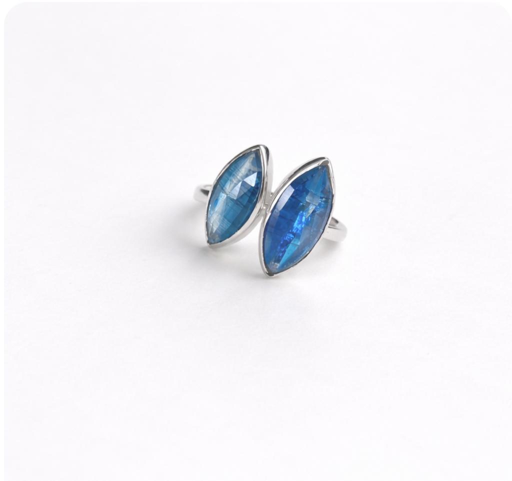 bague double cyanite bleu