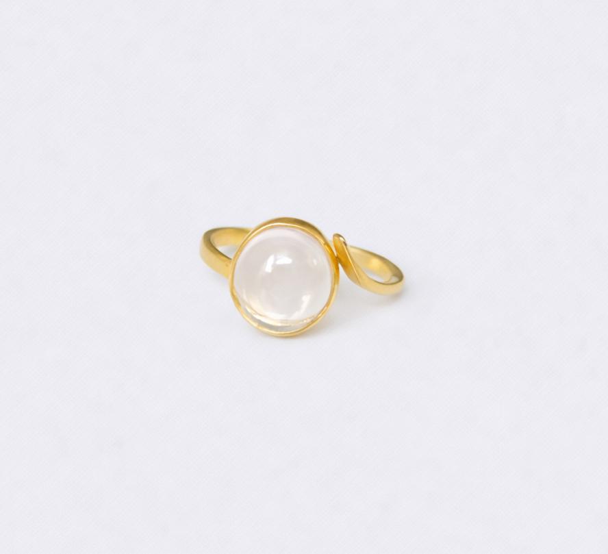 bague quartz rose argent doré1