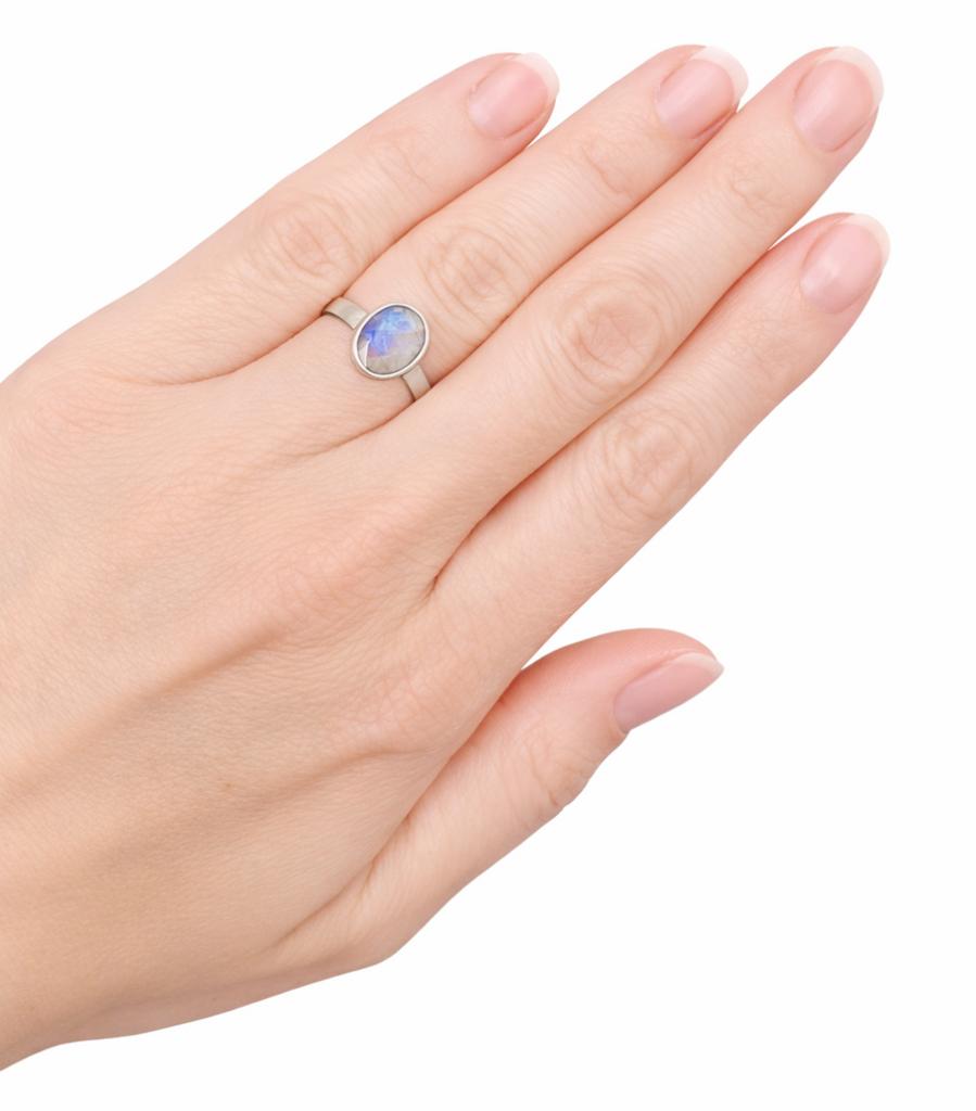 bague pierre lune facette