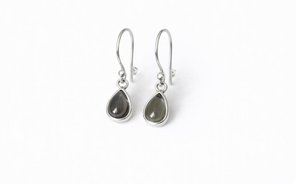 boucle oreille quartz fumé goutte
