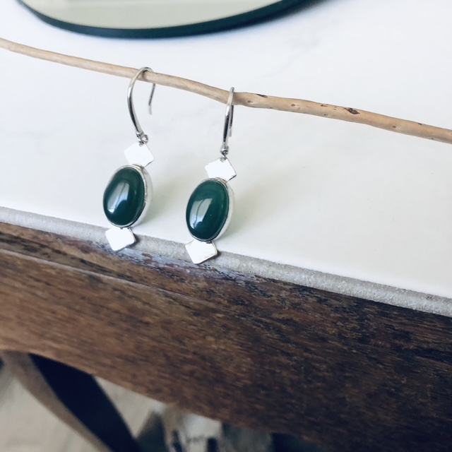 boucle oreille onyx vert argent créatrice4