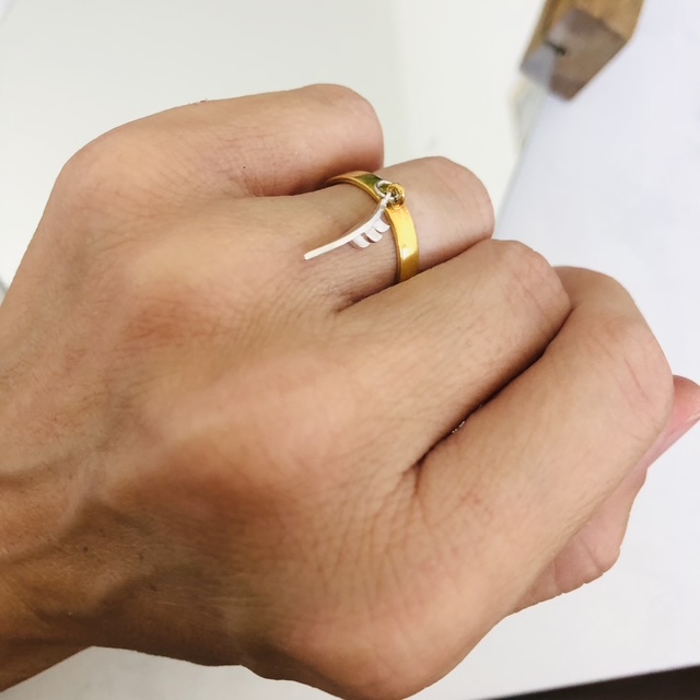 bague planche surf argent doré