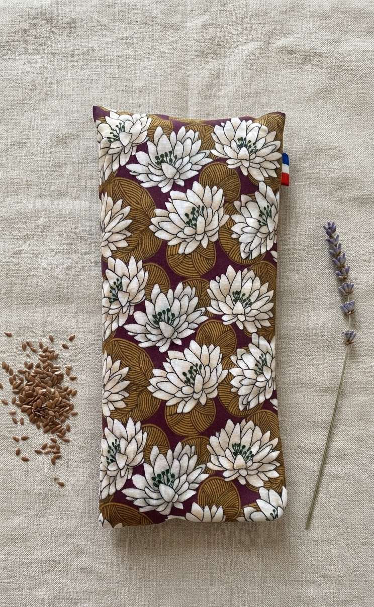 eye pillow coussin relaxation graines lin bio lavande coton artisanal france lotus2