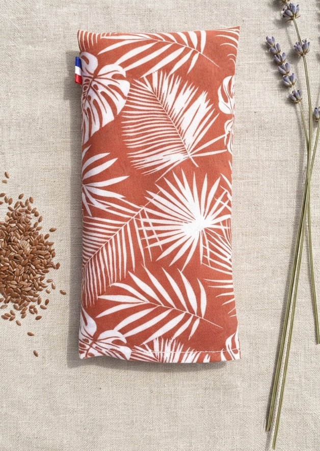 eye pillow coussin relaxation graines lin bio lavande coton artisanal france palme orange