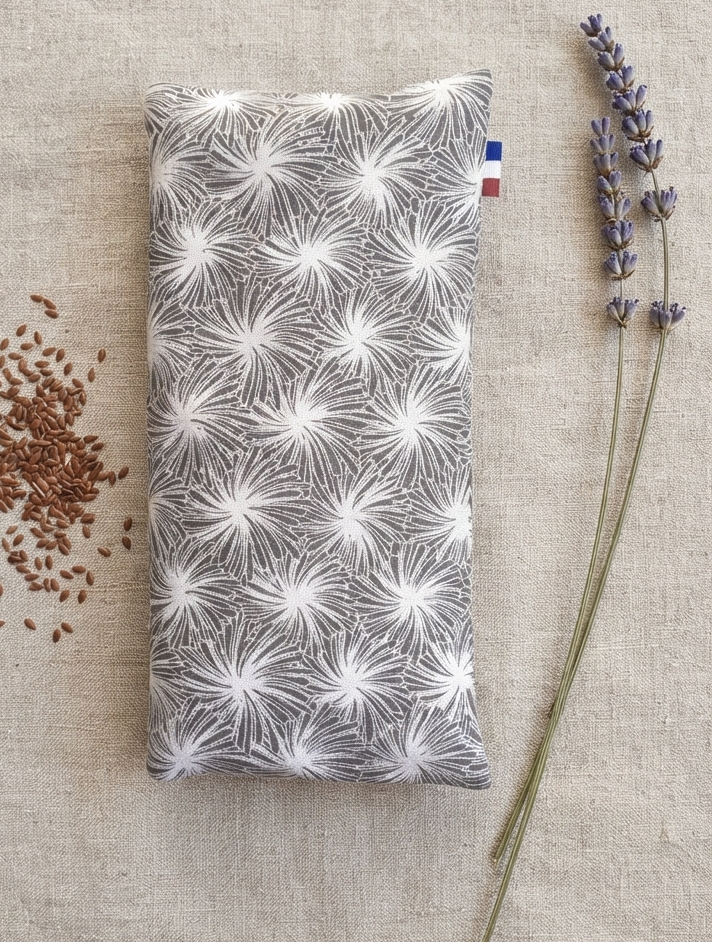 eye pillow coussin relaxation graines lin bio lavande coton artisanal france oursin gris