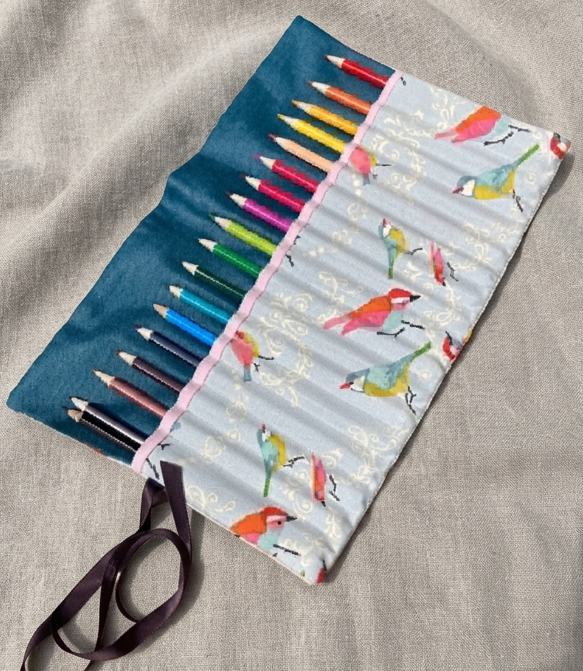 trousse crayons enroulable artisanat local france créatrice oiseaux nomade (2)