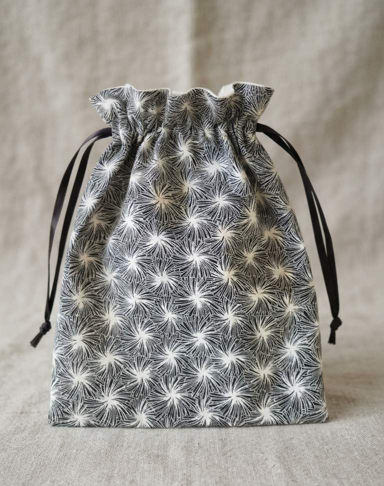 sac maillo coton intérieur enduit oursins noirs
