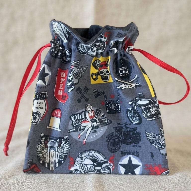 sac maillo coton intérieur enduit moto gris